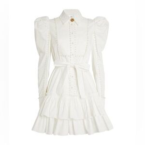 Aje Florence Pearl Trim Mini Dress Ivory AU 6 US 2